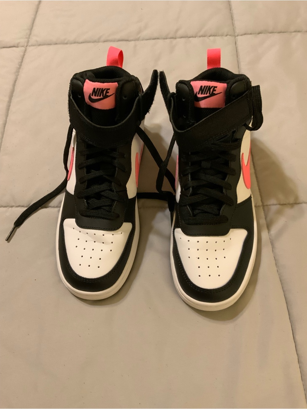 Nike Kids High-Top Sneakers in Black, White & Pink